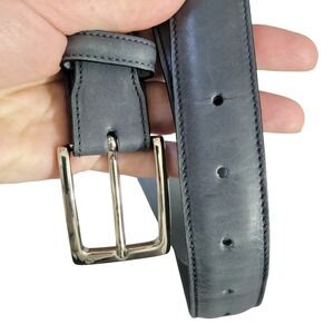 Edward Green RARE Slate Blue Grey Leather Belt 38.5 Silver Buckle Made England